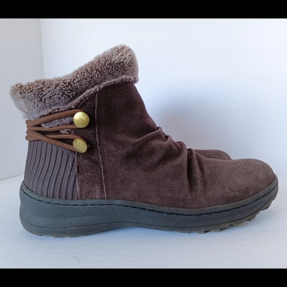 🖤 BareTraps Adelina Leather Suede Ankle Boots Bootie 9 Winter Faux Fur Burgundy - Picture 3 of 14